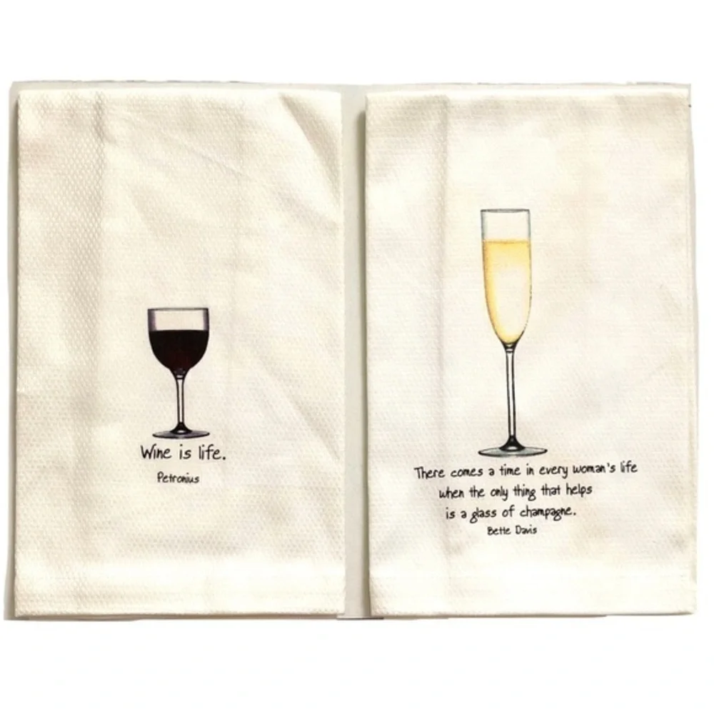 Vintage🍷 and 🥂 Tea Towel Set!